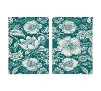 LFDSYEOQ Leather Passport Holder for Travel,Turquoise White Floral Pattern Passport Cover Travel Documents Organizer Protector with Credit Card Slots