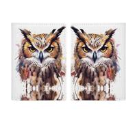 LFDSYEOQ Leather Passport Holder for Travel,Watercolor Cool Owl Head Passport Cover Travel Documents Organizer Protector with Credit Card Slots