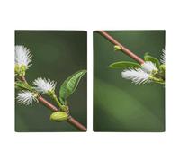 LFDSYEOQ Leather Passport Holder for Travel,White Wild Green Twig Passport Cover Travel Documents Organizer Protector with Credit Card Slots