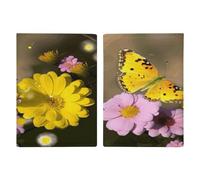 LFDSYEOQ Leather Passport Holder for Travel,Yellow Butterfly and Flower Passport Cover Travel Documents Organizer Protector with Credit Card Slots