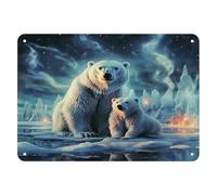 LFDSYEOQ Metal Wall Picture,Polar Bears Northern Lights Wall Art Decor,Painting Wall Decor Home for Bedroom Living Room Bathroom Decor