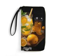 LFDSYEOQ Orange Lemonade with Mint Slim Wallet for Women Men Leather Wallet,Credit Card Holder Clutch Purses for Women, Available in Multiple Styles