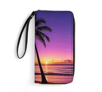LFDSYEOQ Palm Tree Purple Sunsets Slim Wallet for Women Men Leather Wallet,Credit Card Holder Clutch Purses for Women, Available in Multiple Styles