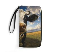 LFDSYEOQ Prairie Cow Slim Wallet for Women Men Leather Wallet,Credit Card Holder Clutch Purses for Women, Available in Multiple Styles