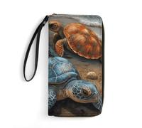 LFDSYEOQ Turtle on Marble Style Beach Slim Wallet for Women Men Leather Wallet,Credit Card Holder Clutch Purses for Women, Available in Multiple Styles