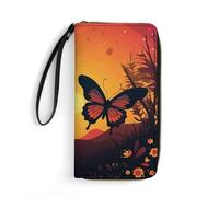 LFDSYEOQ Two Butterflies at Sunset Slim Wallet for Women Men Leather Wallet,Credit Card Holder Clutch Purses for Women, Available in Multiple Styles