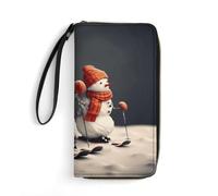 LFDSYEOQ Two Snowmen Skiing Together Slim Wallet for Women Men Leather Wallet,Credit Card Holder Clutch Purses for Women, Available in Multiple Styles