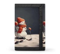 LFDSYEOQ Two Snowmen Skiing Together Small Wallet for Women Mens Wallet Trifold Wallets,Credit Card Holder Clutch Purses for Women