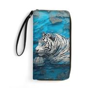 LFDSYEOQ Two White Tigers in The Water Slim Wallet for Women Men Leather Wallet,Credit Card Holder Clutch Purses for Women, Available in Multiple Styles
