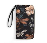 LFDSYEOQ Vivid Flowers and Insects Slim Wallet for Women Men Leather Wallet,Credit Card Holder Clutch Purses for Women, Available in Multiple Styles