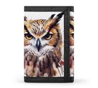 LFDSYEOQ Watercolor Cool Owl Head Small Wallet for Women Mens Wallet Trifold Wallets,Credit Card Holder Clutch Purses for Women