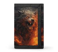 LFDSYEOQ Wild Wolf in The Fire Small Wallet for Women Mens Wallet Trifold Wallets,Credit Card Holder Clutch Purses for Women