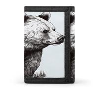 LFDSYEOQ Wildlife Hand Drawn Bear Animal Small Wallet for Women Mens Wallet Trifold Wallets,Credit Card Holder Clutch Purses for Women