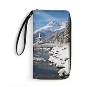 LFDSYEOQ Winter Landscape in The Bavarian Alps Slim Wallet for Women Men Leather Wallet,Credit Card Holder Clutch Purses for Women, Available in Multiple Styles