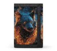 LFDSYEOQ Wolf Head in Blue Flames Small Wallet for Women Mens Wallet Trifold Wallets,Credit Card Holder Clutch Purses for Women