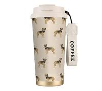 LfearTesa 316 Stainless Steel Eco-Friendly Travel Office Mug Wall Travel Car Cup Coffee Cup with Lanyard, Border Terrier Dog Dogs Border Terriers Tan,White