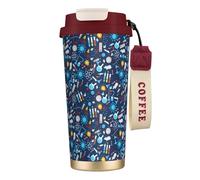 LfearTesa 316 Stainless Steel Eco-Friendly Travel Office Mug Wall Travel Car Cup Coffee Cup with Lanyard, Chemistry Pattern,Red