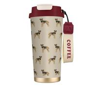 LfearTesa 316 Stainless Steel Eco-Friendly Travel Office Mug Wall Travel Car Cup Coffee Cup with Lanyard, Border Terrier Dog Dogs Border Terriers Tan,Red