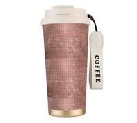 LfearTesa 316 Stainless Steel Eco-Friendly Travel Office Mug Wall Travel Car Cup Coffee Cup with Lanyard, Beautiful Modern Rose Gold Shine,White