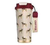 LfearTesa 316 Stainless Steel Eco-Friendly Travel Office Mug Wall Travel Car Cup Coffee Cup with Lanyard, Border Terrier Dog Dogs Border Terriers Tan,Red