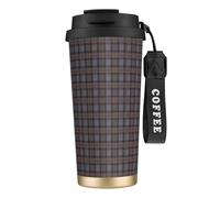LfearTesa 316 Stainless Steel Eco-Friendly Travel Office Mug Wall Travel Car Cup Coffee Cup with Lanyard, Outlander Fraser Tartan Plaid,Black