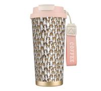 LfearTesa 316 Stainless Steel Eco-Friendly Travel Office Mug Wall Travel Car Cup Coffee Cup with Lanyard, Beagles,Pink