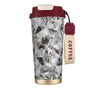 LfearTesa 316 Stainless Steel Eco-Friendly Travel Office Mug Wall Travel Car Cup Coffee Cup with Lanyard, Diamond Texture Style Crystal,Red