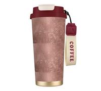 LfearTesa 316 Stainless Steel Eco-Friendly Travel Office Mug Wall Travel Car Cup Coffee Cup with Lanyard, Beautiful Modern Rose Gold Shine,Red