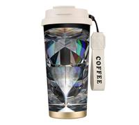 LfearTesa 316 Stainless Steel Eco-Friendly Travel Office Mug Wall Travel Car Cup Coffee Cup with Lanyard, Beautiful Black Diamond Jewelry,White