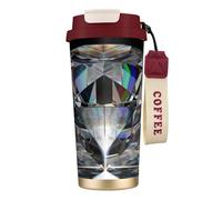 LfearTesa 316 Stainless Steel Eco-Friendly Travel Office Mug Wall Travel Car Cup Coffee Cup with Lanyard, Beautiful Black Diamond Jewelry,Red