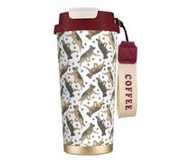 LfearTesa 316 Stainless Steel Eco-Friendly Travel Office Mug Wall Travel Car Cup Coffee Cup with Lanyard, Trotting German Shepherd Dogs and Paw Prints,Red