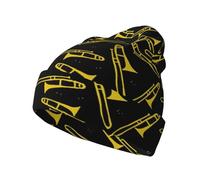 LfearTesa Black and Yellow Trombone,Pullover Knit Hat Skull Cap Polyester Balaclava Slouchy Beanie Running Hat