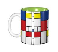 LfearTesa Ceramic Coloured Mug Cup Large Coffee Mugs Breakfast Oat Milk Cup Teacup,Mondrian Minimalist De Stijl Modern Art