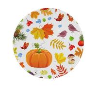 LfearTesa Fall Harvest Pumpkins Autumn Thanksgiving Maple Leaf,8 in Round Mouse Pad, Waterproof Non-Slip Rubber Base Mouse Pad