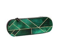 LfearTesa Hard Shell Pencil Bag Stationery Organizer Pouch Leather Pencil Pen Case & Makeup Bag,Abstract Nature - Emerald Green