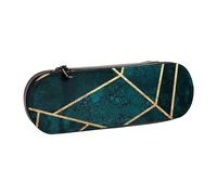 LfearTesa Hard Shell Pencil Bag Stationery Organizer Pouch Leather Pencil Pen Case & Makeup Bag,Abstract Nature Emerald Green