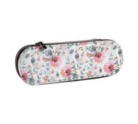 LfearTesa Hard Shell Pencil Bag Stationery Organizer Pouch Leather Pencil Pen Case & Makeup Bag,Australian Flora Watercolor Eucalyptus and Blush Flowers