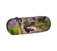 LfearTesa Hard Shell Pencil Bag Stationery Organizer Pouch Leather Pencil Pen Case & Makeup Bag,Belgian Malinois Pets Dogs Belgian Malinois