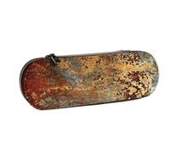 LfearTesa Hard Shell Pencil Bag Stationery Organizer Pouch Leather Pencil Pen Case & Makeup Bag,Brown Rust Colorful Metal Rusty Steel Iron Structure