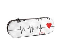 LfearTesa Hard Shell Pencil Bag Stationery Organizer Pouch Leather Pencil Pen Case & Makeup Bag,Calling Nurses White Heart Beat