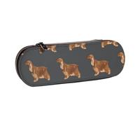 LfearTesa Hard Shell Pencil Bag Stationery Organizer Pouch Leather Pencil Pen Case & Makeup Bag,Cocker Spaniel Dog Hunting Dog Design