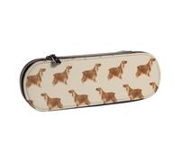 LfearTesa Hard Shell Pencil Bag Stationery Organizer Pouch Leather Pencil Pen Case & Makeup Bag,Cocker Spaniel Dog Hunting Dog Sand