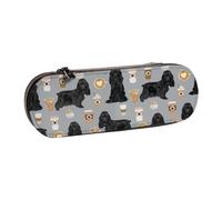 LfearTesa Hard Shell Pencil Bag Stationery Organizer Pouch Leather Pencil Pen Case & Makeup Bag,Cocker Spaniel with Coffees Black Cocker Spaniel Dog with Coffee Grey