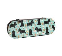 LfearTesa Hard Shell Pencil Bag Stationery Organizer Pouch Leather Pencil Pen Case & Makeup Bag,Cocker Spaniel with Coffees Black Cocker Spaniel Dog
