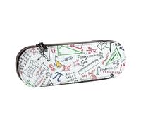 LfearTesa Hard Shell Pencil Bag Stationery Organizer Pouch Leather Pencil Pen Case & Makeup Bag,Colorful Math Doodles On Grid
