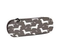 LfearTesa Hard Shell Pencil Bag Stationery Organizer Pouch Leather Pencil Pen Case & Makeup Bag,Dachshund Pattern