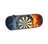 LfearTesa Hard Shell Pencil Bag Stationery Organizer Pouch Leather Pencil Pen Case & Makeup Bag,Dart Board Target Ice Fire