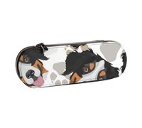 LfearTesa Hard Shell Pencil Bag Stationery Organizer Pouch Leather Pencil Pen Case & Makeup Bag,Dog Paws Pattern Bernese Mountain Dog