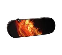 LfearTesa Hard Shell Pencil Bag Stationery Organizer Pouch Leather Pencil Pen Case & Makeup Bag,Dragon Flames Burning Fire