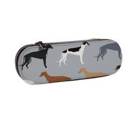 LfearTesa Hard Shell Pencil Bag Stationery Organizer Pouch Leather Pencil Pen Case & Makeup Bag,Greyhounds Larger Version Dogs Greyhound Coats Colors